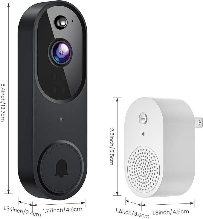 1080P Wireless Video Doorbell Camera, Night Vision, Cloud Storage (Sold Separately), 2.4GHz Wi-Fi Only, Smart AI Human Detection, Real-Time Alert, 2-Way Audio, Battery Powered