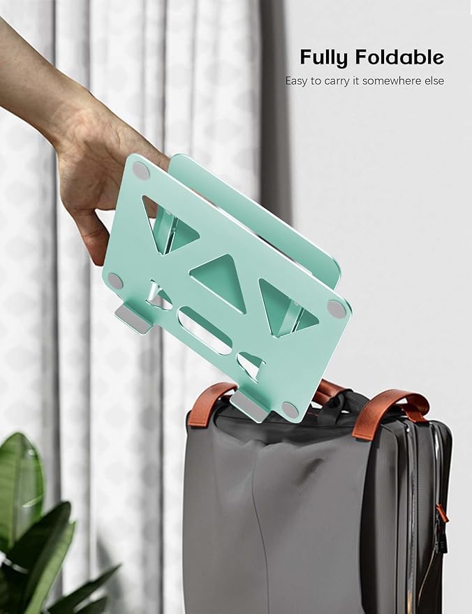 Adjustable Laptop Stand for Desk,Portable Laptop Stand Holder and Riser,Foldable Aluminum Notebook Computer Stands for MacBook Air Pro HP Lenovo Dell Samsung, 10-15.6 inch (Fresh Green)