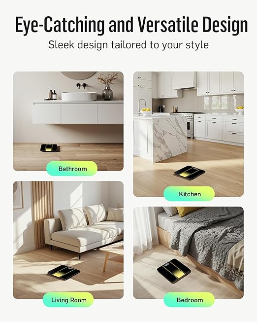 RunStar Digital Bathroom Scale for Body Weight with High Precision, Clear LED Backlight Display, Accurate Scale with 6mm Tempered Glass, 400lb