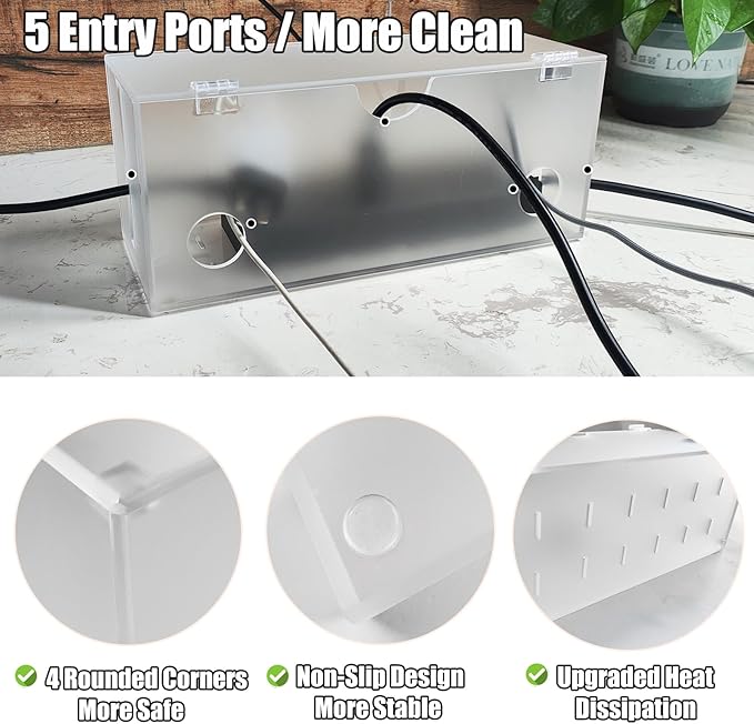 Cable Management Box with Lock,Cable Organizer Box & Power Strip Cover,Frosted Acrylic, Wire Storage and Organization for Cords,Suitable for TV, Computer,Child and Pet Proof(2PC)
