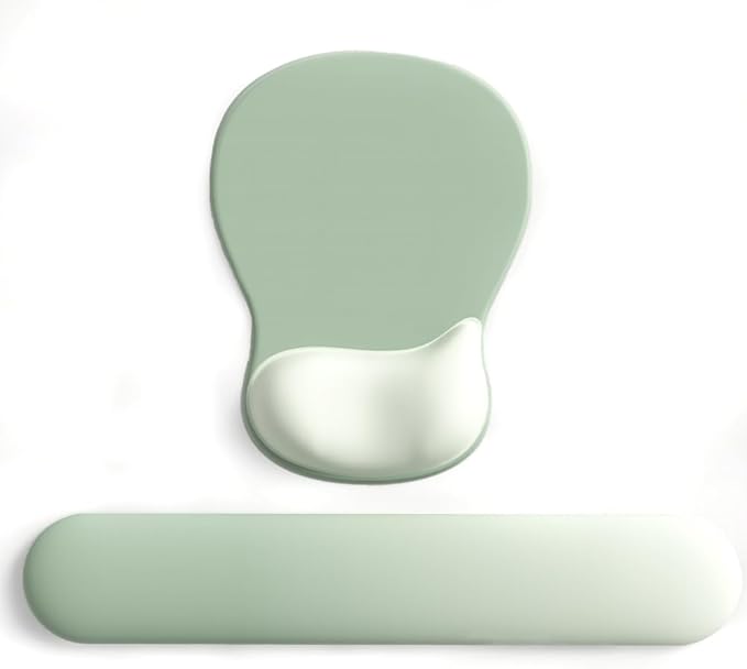 ErgoComfort Gel Wrist Rest Mouse Pad Set – Minty Green, Ergonomic Memory Foam with Non-Slip Base for Office, Gaming & Home Desk