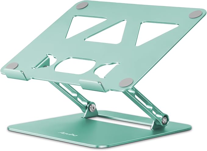 Adjustable Laptop Stand for Desk,Portable Laptop Stand Holder and Riser,Foldable Aluminum Notebook Computer Stands for MacBook Air Pro HP Lenovo Dell Samsung, 10-15.6 inch (Fresh Green)