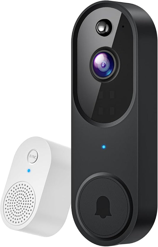 1080P Wireless Video Doorbell Camera, Night Vision, Cloud Storage (Sold Separately), 2.4GHz Wi-Fi Only, Smart AI Human Detection, Real-Time Alert, 2-Way Audio, Battery Powered