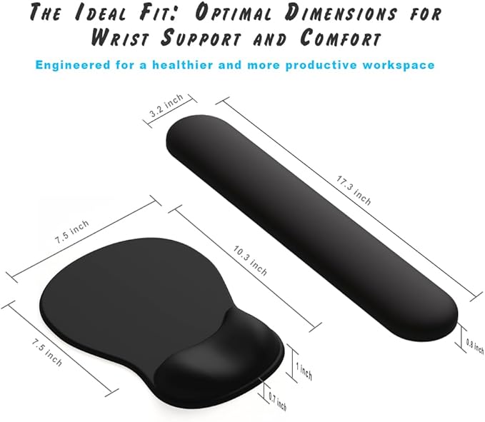 ErgoComfort Gel Wrist Rest Mouse Pad Set – Minty Green, Ergonomic Memory Foam with Non-Slip Base for Office, Gaming & Home Desk