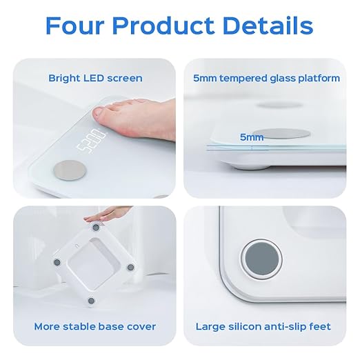 Smart Scale for Body Weight, Digital Bathroom Scale for Weight Fat BMI Muscle Mass Body Composition Analyzer, Larger Platform, Bluetooth Highly Accurate Weighing Machine 400lb (White 2403)