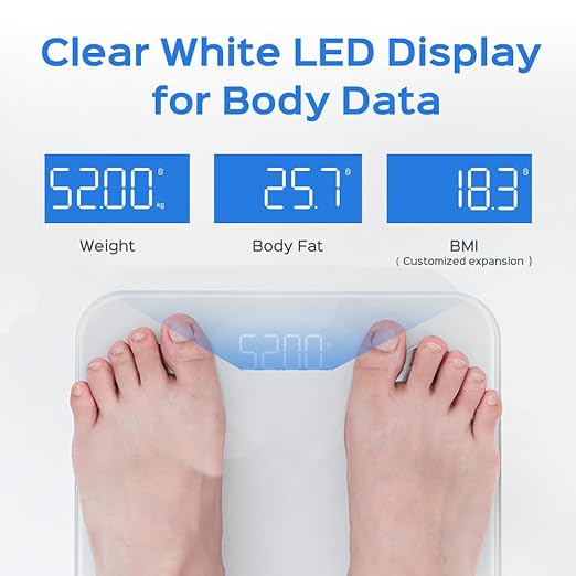 Smart Scale for Body Weight, Digital Bathroom Scale for Weight Fat BMI Muscle Mass Body Composition Analyzer, Larger Platform, Bluetooth Highly Accurate Weighing Machine 400lb (White 2403)