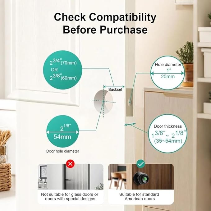 NexusLab Smart Fingerprint Door Lock, 0.5s Fast Fingerprint Scan, APP Remote Control, 3-in-1 Entry(Fingerprint/Key/App), for Home、Bedrooms、Office、Apartment、Garage(Matte Black)