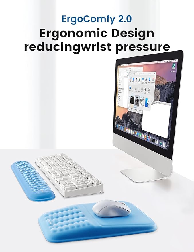 Ergonomic Memory Foam Wrist Rest Set – Gray, Premium Keyboard & Mouse Pad with Non-Slip Base for Typing Comfort & Wrist Pain Relief