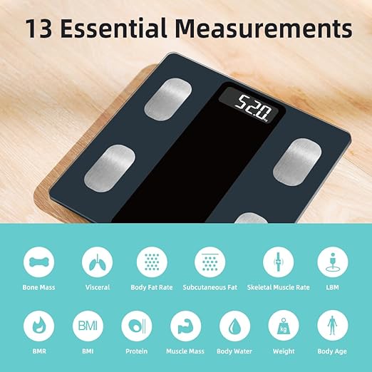 Smart Scale for Body Weight, Digital Bathroom Scale for Weight Fat BMI Muscle Mass Body Composition Analyzer, Larger Platform, Bluetooth Highly Accurate Weighing Machine 400lb (Black 263)