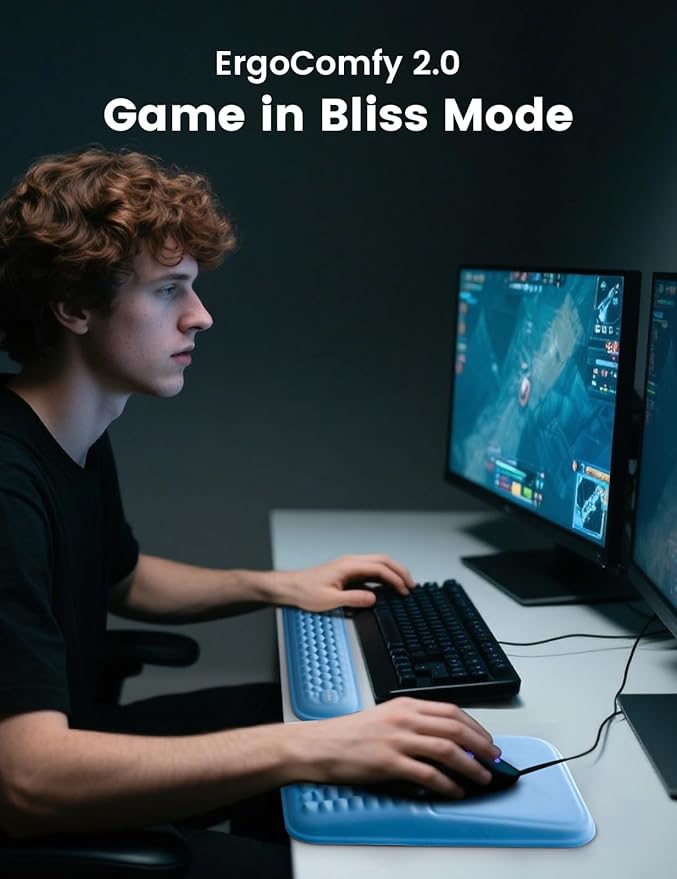 Ergonomic Memory Foam Wrist Rest Set – Gray, Premium Keyboard & Mouse Pad with Non-Slip Base for Typing Comfort & Wrist Pain Relief