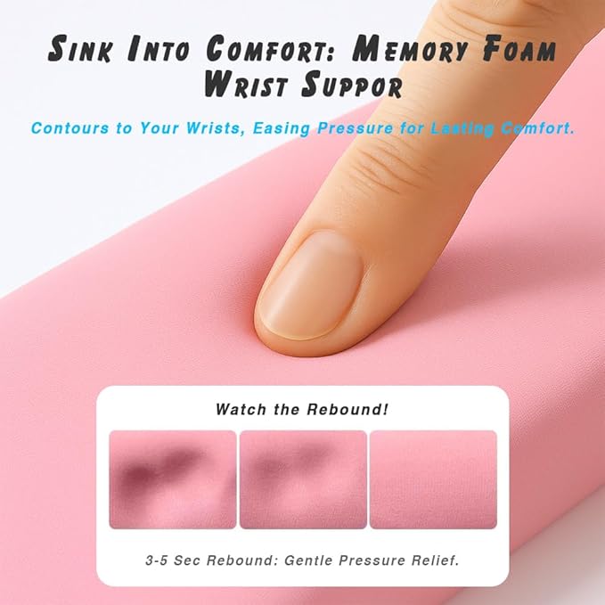 ErgoComfort Gel Wrist Rest Mouse Pad Set – Minty Green, Ergonomic Memory Foam with Non-Slip Base for Office, Gaming & Home Desk