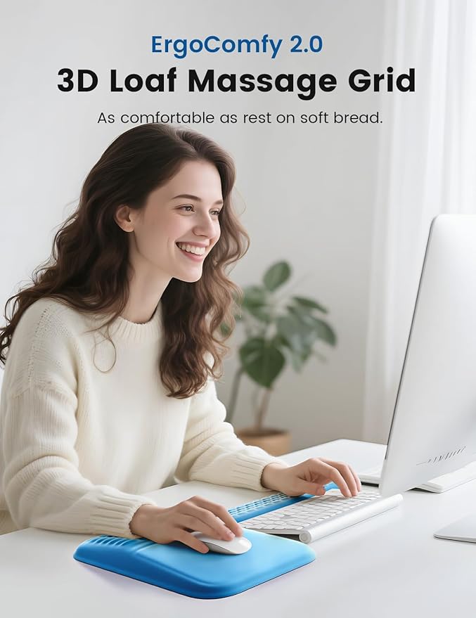 Ergonomic Memory Foam Wrist Rest Set – Gray, Premium Keyboard & Mouse Pad with Non-Slip Base for Typing Comfort & Wrist Pain Relief