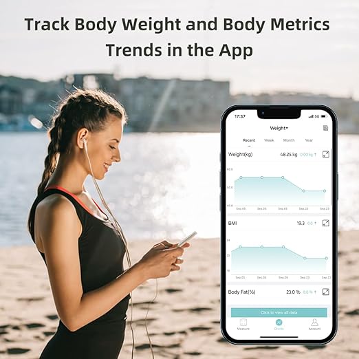 Smart Scale for Body Weight, Digital Bathroom Scale for Weight Fat BMI Muscle Mass Body Composition Analyzer, Larger Platform, Bluetooth Highly Accurate Weighing Machine 400lb (Black 263)