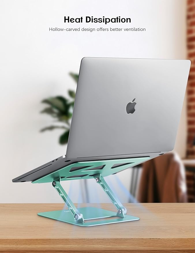 Adjustable Laptop Stand for Desk,Portable Laptop Stand Holder and Riser,Foldable Aluminum Notebook Computer Stands for MacBook Air Pro HP Lenovo Dell Samsung, 10-15.6 inch (Fresh Green)