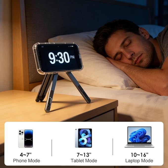 Adjustable Laptop Stand for Desk & Travel - Magnetic Phone Holder Tripod for MagSafe iPhone, Aluminum Foldable Portable Computer Stand Compatible with 10–16" Laptops and 4–13" Phones/Tablets