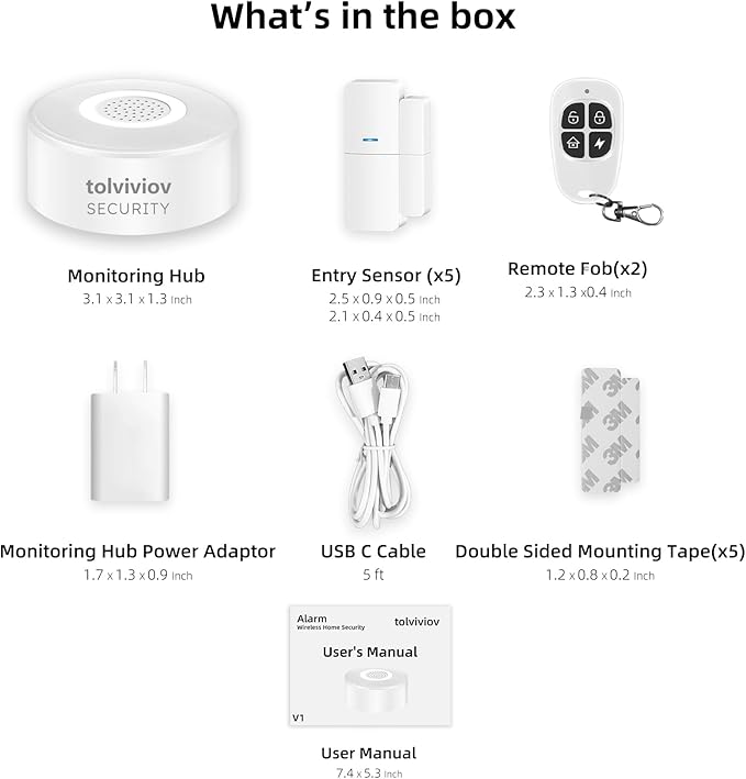 WiFi Door Alarm System, Wireless DIY Smart Home Security System, with Phone APP Alert, 8 Pieces-Kit (Alarm Siren, Door Window Sensor, Remote), Compatible with Alexa, for House, Apartment by tolviviov