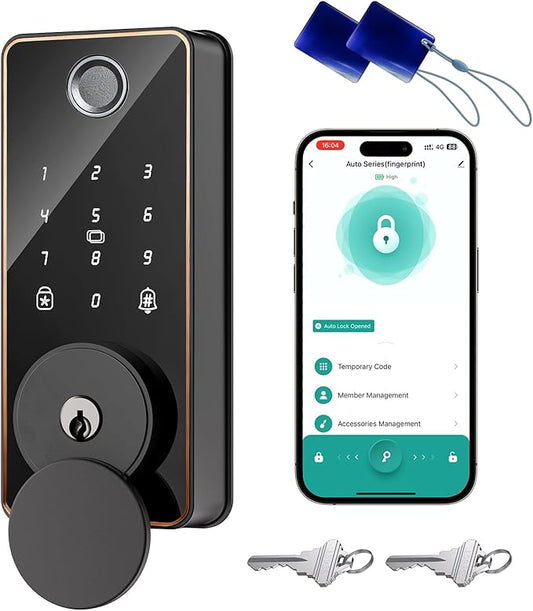 Keyless Entry Door Lock, Biquole Smart Lock with App Control, Fingerprint Door Lock, Electronic Keypad Deadbolt, Auto & One Touch Lock | Digital Smart Door Locks | Easy Installation | IP54 Waterproof