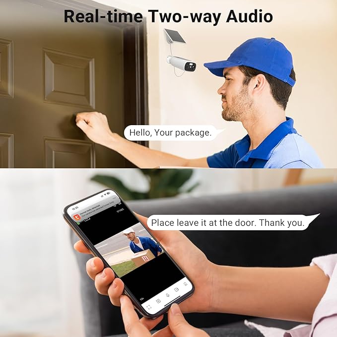 Rraycom 2.5K Solar Security Cameras Wireless Outdoor, Tuya Smart Camera,2-Way Talk, Color Night Vision, PIR Motion Detection,Spotlight/Siren, Alexa, Waterproof,No Monthly Fee