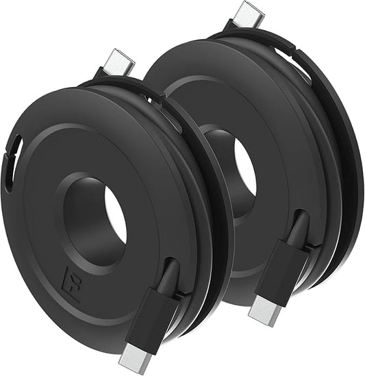 Side Winder Mini and Max Headphone, Earbud and Charging Cable Winder and Organizer Perfect for Wrapping Earbuds and Cords for Travel and Organization 2-Pack (Black, Max)