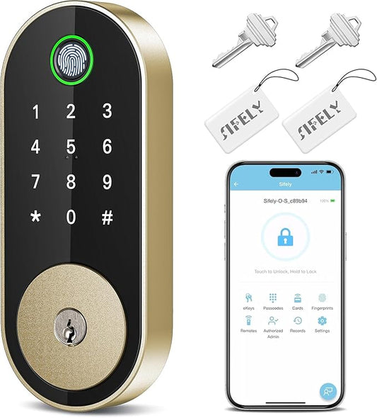 Fingerprint Smart Deadbolt with Keypad – Keyless Entry Lock for Home, Apartment, Office, Airbnb, Rental, Kids & Seniors, App & Code Access, Auto-Lock, Easy DIY Install, Compatible with Alexa & Google