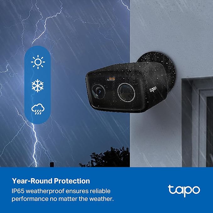 Tapo Outdoor Security Camera Wireless, 1080P, Up to 180-Day Battery, Free Person Detection, Custom Zones, Color Night Vision, SD/Could Storage, Wrks w/Alexa/Google, Ideal for Homeowners(C401) Black