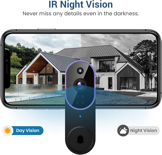 1080P Wireless Video Doorbell Camera, AI Human Detection, Cloud Storage, Two-Way Audio, 2.4GHz Wi-Fi Support, Real-Time Alerts, Easy Installation, Night Vision (Purple)