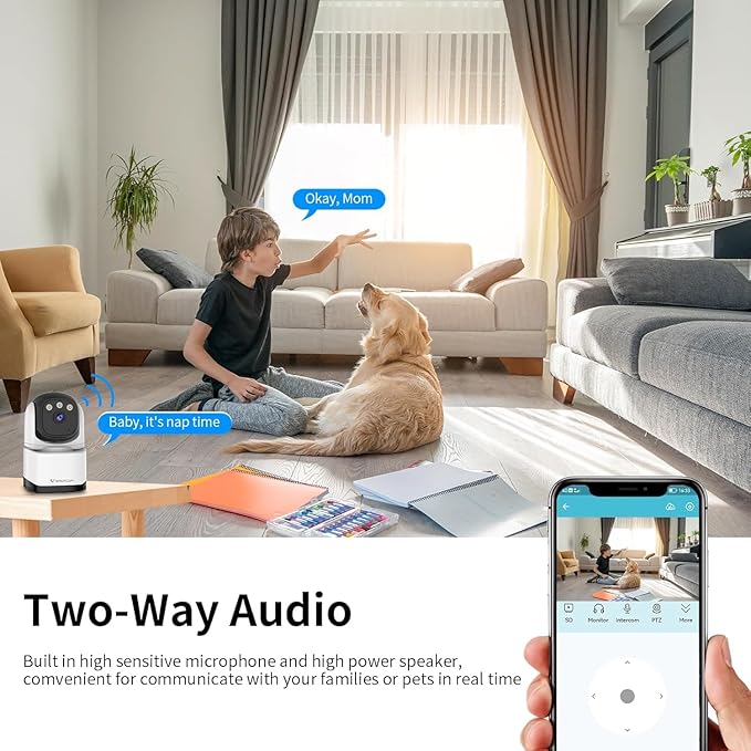 Techloop Living | VSTARCAM 2K QHD PTZ Indoor Security Camera – Color Night Vision, Pet & Baby Monitor, Two-Way Audio
