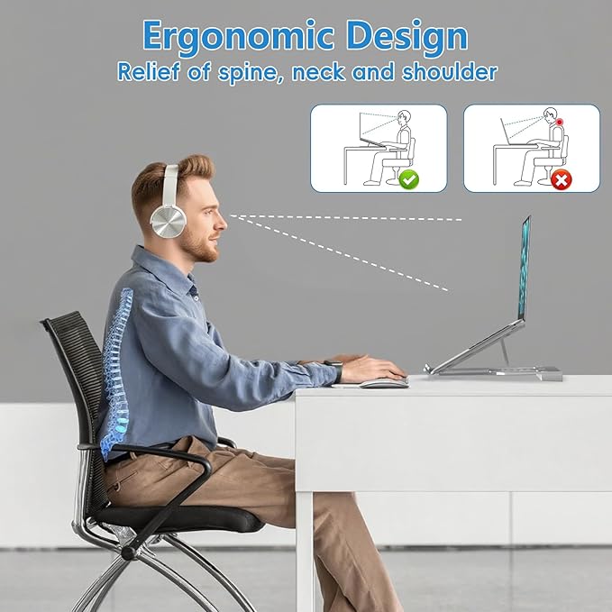 9-in-1 Triangular-Lock Laptop Stand with Docking Station for MacBook Pro/Dell/HP - 4K HDMI,100W PD Charging,Gigabit Ethernet,SD/TF Reader&3.5mm Combo Jack | Practical Present for Students/Tech Lovers