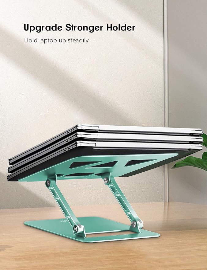 Adjustable Laptop Stand for Desk,Portable Laptop Stand Holder and Riser,Foldable Aluminum Notebook Computer Stands for MacBook Air Pro HP Lenovo Dell Samsung, 10-15.6 inch (Fresh Green)