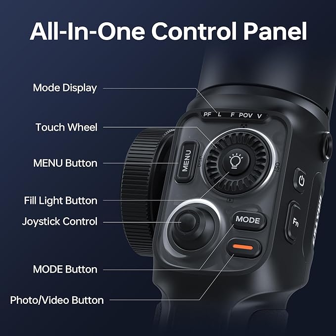 ZHIYUN Smooth 5S AI PRO Gimbal 3-Axis Handheld Stabilizer All in One Design for Mirrorless Cameras with Sony A6600,A6100,Fujifilm,Canon M50,M5,for Gopro Hero10/9/8/7, iPhone 13/12 Max