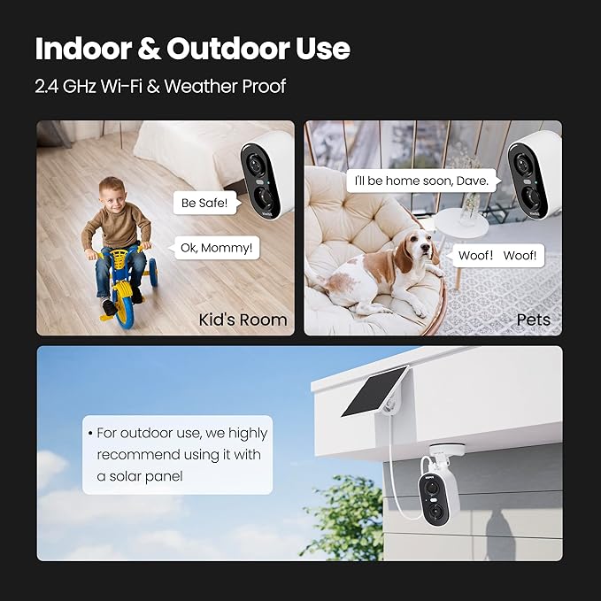 Solar Security Cameras Wireless Outdoor, 2K Magnetic Installation Battery Powered Camera with Smart AI PIR Motion Detection, Color Night Vision, Waterproof for Indoor & Outdoor