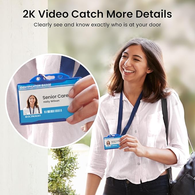 aosu Doorbell Camera Wireless- Head-to-Toe View, Intelligent Package Detection, 2.4GHz WiFi Video Doorbell with Chime, Support Local Storage,Smart Human Detection, Works with Alexa &Google Assistant