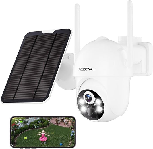 2K Cameras for Home Security-Solar Security Cameras Wireless Outdoor with 360° View Pan/Tilt WiFi Security Camera Outside with Color Night Vision, PIR Sensor, Easy to Install, 2-Way Audio