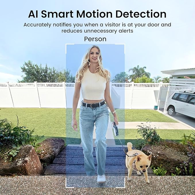 aosu Doorbell Camera Wireless- Head-to-Toe View, Intelligent Package Detection, 2.4GHz WiFi Video Doorbell with Chime, Support Local Storage,Smart Human Detection, Works with Alexa &Google Assistant
