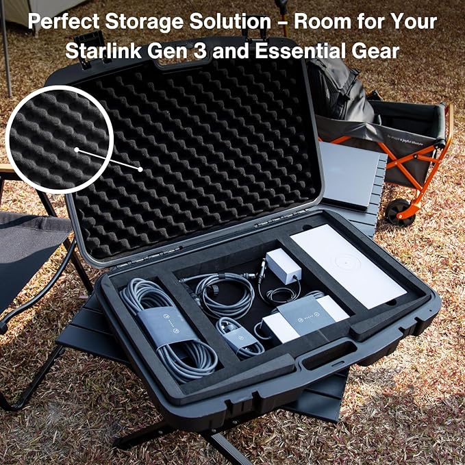 Storage Case for Starlink Standard Gen 3, Protective Hard Case with Foam Padding for Gen 3 Dish, Router, Cables & Accessories, Portable and Durable Ideal for Travel and Outdoor Use