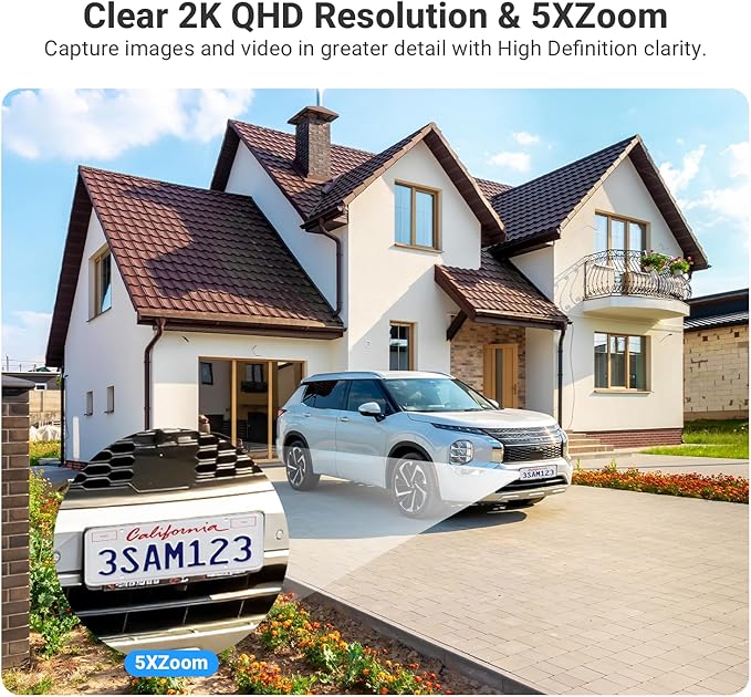 Rraycom 2.5K Solar Security Cameras Wireless Outdoor, Tuya Smart Camera,2-Way Talk, Color Night Vision, PIR Motion Detection,Spotlight/Siren, Alexa, Waterproof,No Monthly Fee