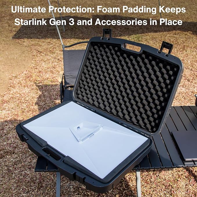 Storage Case for Starlink Standard Gen 3, Protective Hard Case with Foam Padding for Gen 3 Dish, Router, Cables & Accessories, Portable and Durable Ideal for Travel and Outdoor Use