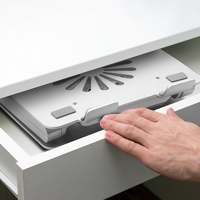 SOUNDANCE Laptop Cooling Pad – Silver, Adjustable Aluminum Stand with 140mm Fan, 4 USB 3.0 Hubs & Ergonomic Design for 10-17" Laptops