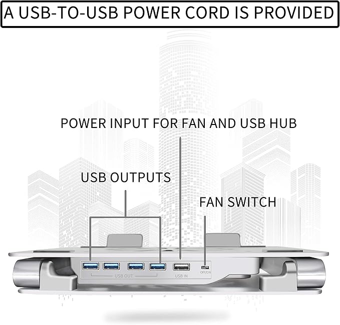 SOUNDANCE Laptop Cooling Pad – Silver, Adjustable Aluminum Stand with 140mm Fan, 4 USB 3.0 Hubs & Ergonomic Design for 10-17" Laptops