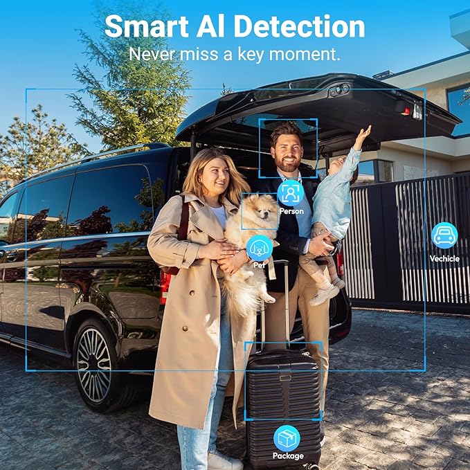 Rraycom 2.5K Solar Security Cameras Wireless Outdoor, Tuya Smart Camera,2-Way Talk, Color Night Vision, PIR Motion Detection,Spotlight/Siren, Alexa, Waterproof,No Monthly Fee