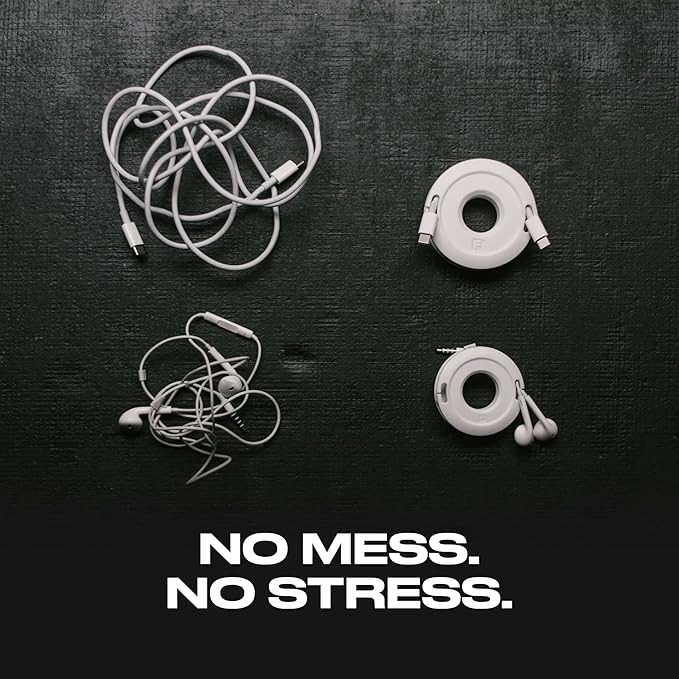 Side Winder Mini and Max Headphone, Earbud and Charging Cable Winder and Organizer Perfect for Wrapping Earbuds and Cords for Travel and Organization 2-Pack (White, Max)