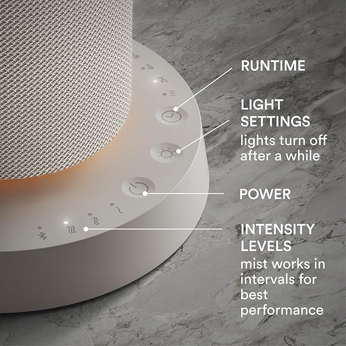 Homedics SereneScent Fabric Rechargeable Waterless Diffuser, Use with Homedics SereneScent Oil 120ml (Sold Separately) Cordless Aromatherapy, Adjustable Mist & Timer, 6 Calming Lights, Grey